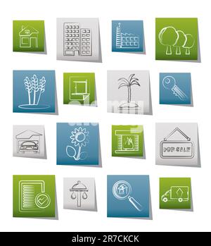 Immobilien und Gebäude Symbole - Vektor Icon Set Stock Vektor
