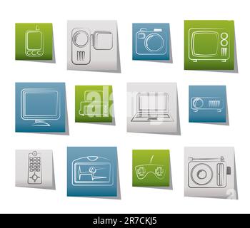 Hi-tech technische Ausrüstung Symbole - Vektor Icon Set Stock Vektor