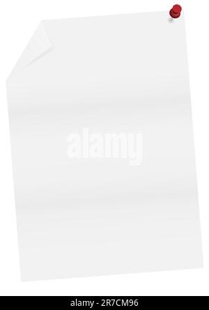 Blatt Papier mit umgeknickter Ecke. leeres weißes Stück schreiben
