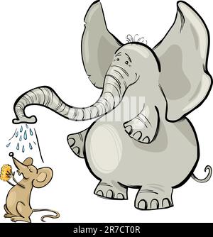 Cartoon-Illustration von Maus und Elefant Stock Vektor