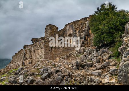 NORDWESTLICHER TURM NIMROD CASTLE (1228-1230) NIMROD FESTUNG NATIONALPARK GOLAN ISRAEL Stockfoto