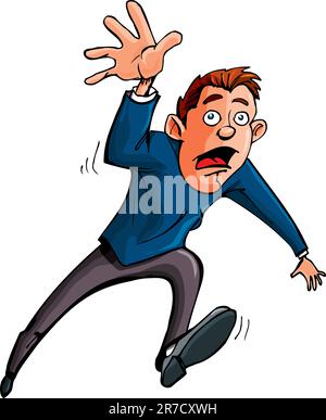 Ein Zeichentrickspieler, der rennt und nach vorne greift. Isoliert auf weiß Stock Vektor