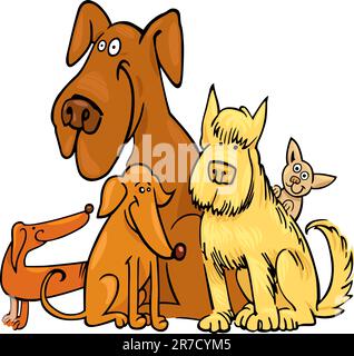 Cartoon-Illustration der fünf lustige Hunde Stock Vektor