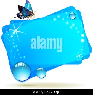 Abstrakter Hintergrund mit Schmetterling und Tropfen, isoliert auf Weiß Stock Vektor