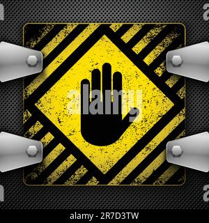 Abstrakter metallischer Hintergrund mit Handsymbol. Vektordarstellung. Stock Vektor