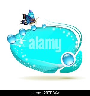 Abstrakter Hintergrund mit Schmetterling und Tropfen, isoliert auf Weiß Stock Vektor
