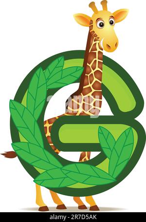 Tieralphabet G mit Giraffe-Cartoon Stock Vektor