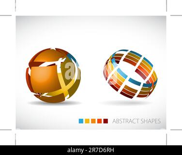Sammlung von abstrakten Sphären aus bunten Streifen Stock Vektor