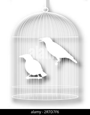 Bearbeitbares Vektor-Illustration ein paar eingesperrte Myna Vögel mit Hintergrund Schatten unter Verwendung einer Verlaufsgitter Stock Vektor
