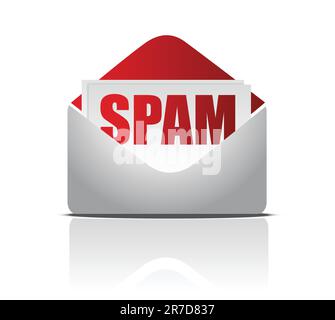 Illustration von Spam-E-Mails isoliert auf weißem Hintergrund Stock Vektor