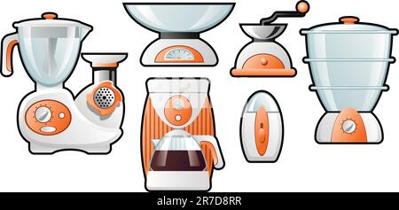 Eine Vektordarstellung der Haushaltsgeräte (nur einfache Gradienten - kein Gradientengitter) Stock Vektor