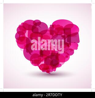 Großes Herz von rosa Sprechblasen gemacht Stock Vektor