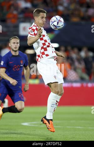 Rotterdam, Niederlande, 14/06/2023, Mario Pasalic von Kroatien während der UEFA Nations League, Halbfinalspiel zwischen den Niederlanden und Kroatien am 14. Juni 2023 im Stadion Feijenoord 'De Kuip' in Rotterdam, Niederlande Stockfoto