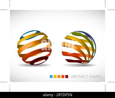 Sammlung von abstrakten Sphären aus bunten Streifen Stock Vektor