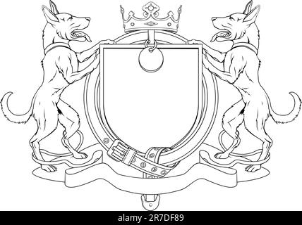 Hund Haustiere heraldischen Schild Wappen. Beachten Sie das Halsband statt Strumpfband. Stock Vektor