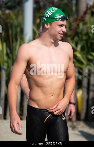 Leon Marchand trainiert während der Swimming French National Championships 2023 in Rennes, Frankreich, am 14. Juni 2023. Foto: Aurore Marechal/ABACAPRESS.COM Stockfoto