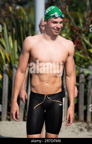 Leon Marchand trainiert während der Swimming French National Championships 2023 in Rennes, Frankreich, am 14. Juni 2023. Foto: Aurore Marechal/ABACAPRESS.COM Stockfoto