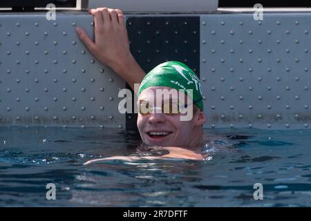 Leon Marchand trainiert während der Swimming French National Championships 2023 in Rennes, Frankreich, am 14. Juni 2023. Foto: Aurore Marechal/ABACAPRESS.COM Stockfoto