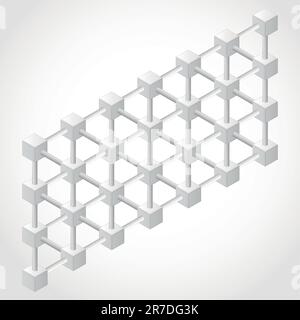 Abstraktes weißes 3D-Element, unmögliches Objekt - Vektorstempel-Würfel Stock Vektor