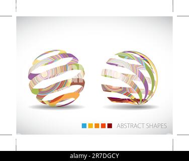 Sammlung von abstrakten Sphären aus bunten Streifen Stock Vektor