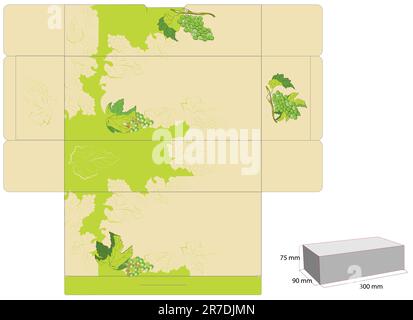 Schablone für Kastendesign mit Weinrebe Stock Vektor