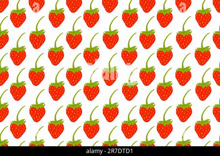 Nahtloses Fruchtmuster mit Erdbeeren, Sommerkollektion. Design für Stoff, Tapete, Cover, Web, Verpackung und Drucke Stockfoto