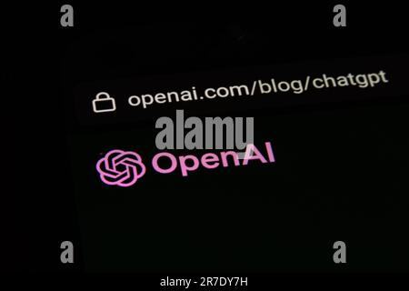 Kaunas, Litauen - 2023. Juni 13: OpenAI-Logo auf Smarthpone. Hochwertiges Foto Stockfoto