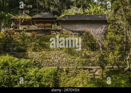 Balinesischer Tempel von Gunung Kawi. Antikes felsiges historisches Denkmal, königliche Grabstätten Stockfoto