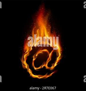 Abstrakten Symbol des AT. Flamme-simuliert auf schwarzem Hintergrund. Stock Vektor