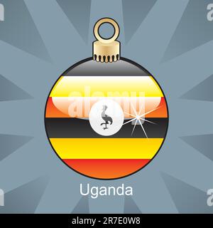 Vollständig bearbeitbare Vektordarstellung isolierter ugandas-Fahne in weihnachtlicher Bulbusform Stock Vektor