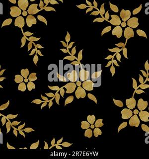 Handgezeichnete Aquarelldarstellung. Nahtloses Blumenmuster. Nahtloses Damastmuster. Kann für Textil, Druck oder andere Designs verwendet werden. Stockfoto