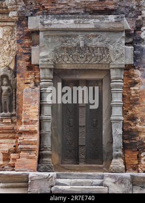 Preah Ko Tempel auf Roluos-Stätte, Provinz Siem Reap, Angkor's Temple Complex 1192 von der UNESCO zum Weltkulturerbe erklärt, erbaut 880, Kambodscha Stockfoto