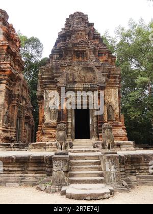 Preah Ko Tempel auf Roluos-Stätte, Provinz Siem Reap, Angkor's Temple Complex 1192 von der UNESCO zum Weltkulturerbe erklärt, erbaut 880, Kambodscha Stockfoto