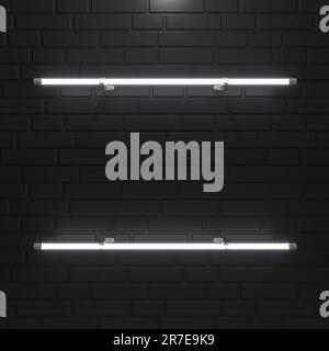 Abstrakte mehrfarbige Neonlichtlinien. 3D Abbildung. Stockfoto