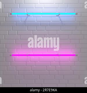 Abstrakte mehrfarbige Neonlichtlinien. 3D Abbildung. Stockfoto