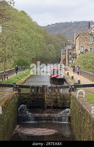 Rochdale Kanal, Hebden Bridge Stockfoto