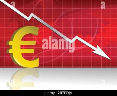 Euro-Forex-Diagramm verliert Stock Vektor