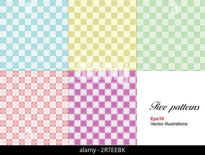Satz von fünf monochrome geometrische Muster. Vektor-illustration Stock Vektor