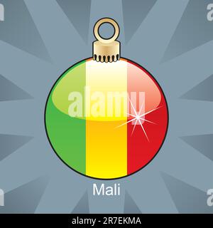 Vollständig bearbeitbare Vektordarstellung der isolierten mali-Flagge in weihnachtsbulbusform Stock Vektor