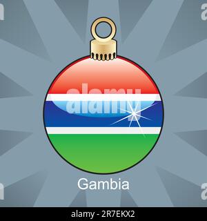 Vollständig bearbeitbare Vektordarstellung der isolierten gambia-Flagge in weihnachtsbirnenform Stock Vektor