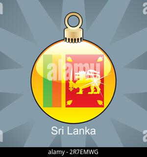 Vollständig bearbeitbare Vektordarstellung der isolierten sri-lanka-Flagge in weihnachtlicher Bulbusform Stock Vektor