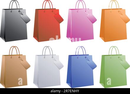Einkaufen, Taschen, Grundfarben Set, Vektor Stock Vektor