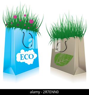 Öko Einkaufstaschen. Vektor-illustration Stock Vektor
