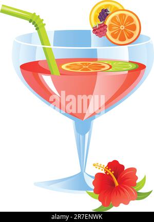 Bestandsvektor-Illustration: Tropischer Cocktail-Vektor Stock Vektor