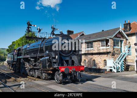 92134 Standardklasse 9F in Grosmont, NYMR Stockfoto