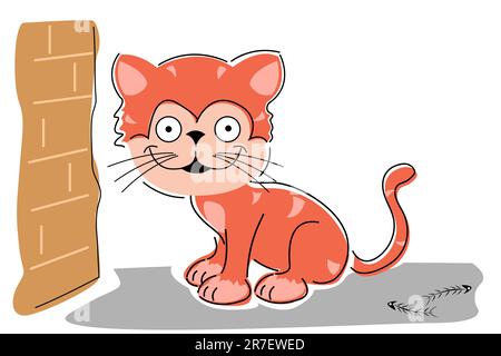 Abbildung skizzenhaft Katze auf weißem Hintergrund Stock Vektor