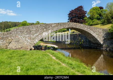 Die Packhorse Bridge in Stow of Wedale, oder öfter Stow, ist ein Dorf im schottischen Grenzgebiet Schottlands Stockfoto