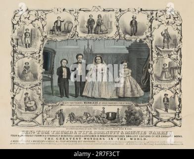 General Tom Thumb, Lavinia Warren Stratton, Commodore Nutt und Minnie Warren 1863 Stockfoto