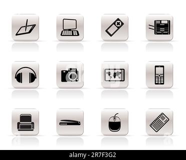 Einfache Hi-tech technische Ausrüstung Symbole - Vektor Icon Set 3 Stock Vektor