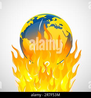 Abbildung der globalen Erwärmung auf isolierte Hintergrund Stock Vektor